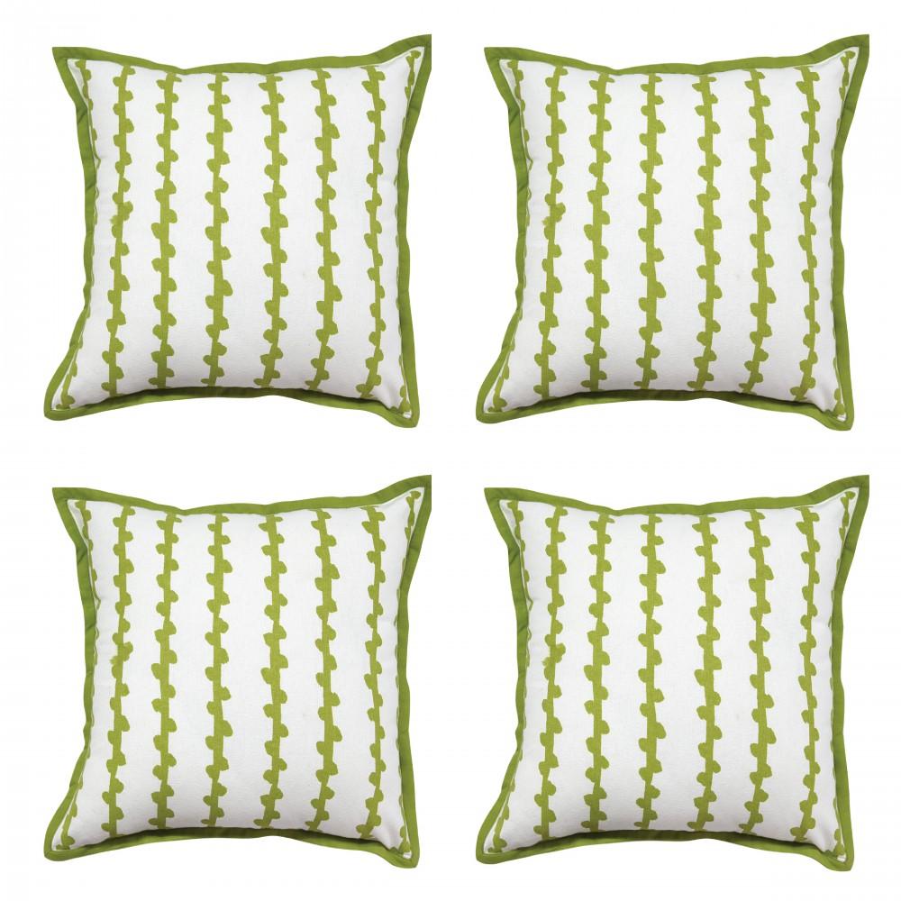 Channel Dotted Cushion Cover 16"X16" Lime Green Cotton Cushion Case Use For Garden, Outdoor, Living Room, Office, Decorative Cushion Pillow Cover…