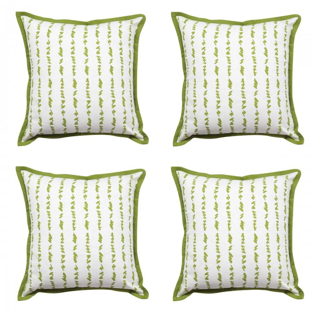 Twirled Line Green Cushion Cover 16"X16" Casement Cotton Cushion Pillow Cases Use for Patio, Garden, Outdoor, Drawing Room…
