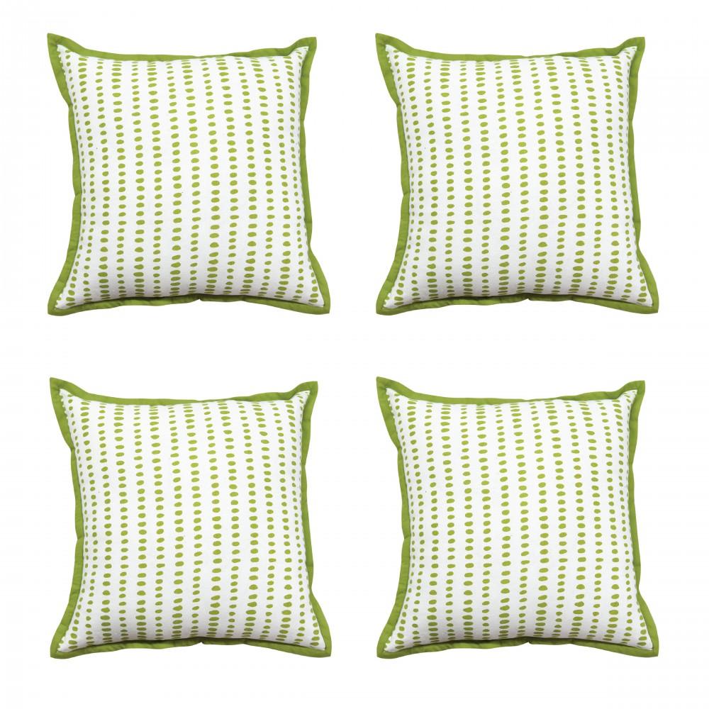 plash Dotted Lime Green Cushion Cover 16"X16" Geometric Pattern Cotton Cushion Pillow Case…