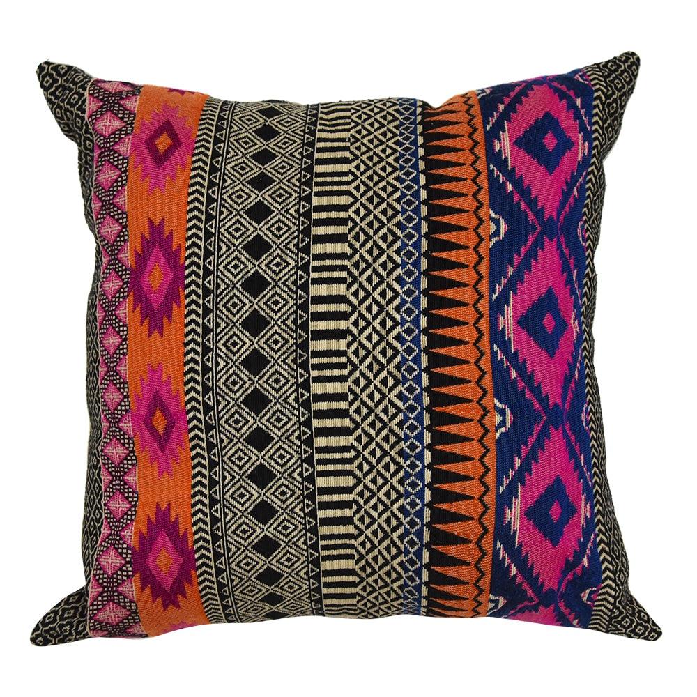 Powerloom Aztec Decorative Hand Woven Cushion Cover 16" X 16" Home Decor Chair Bed Car Sofa Patio Office Multi Colored Cushion Case with Zipper Closer Set of 2…